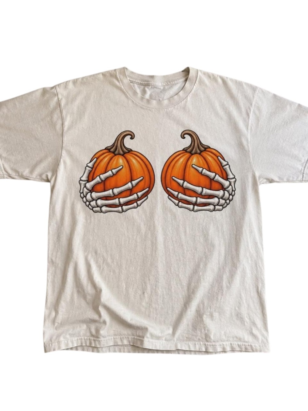 White Halloween Pumpkin Graphic Tee, Vintage Funny Pumpkin Shirt